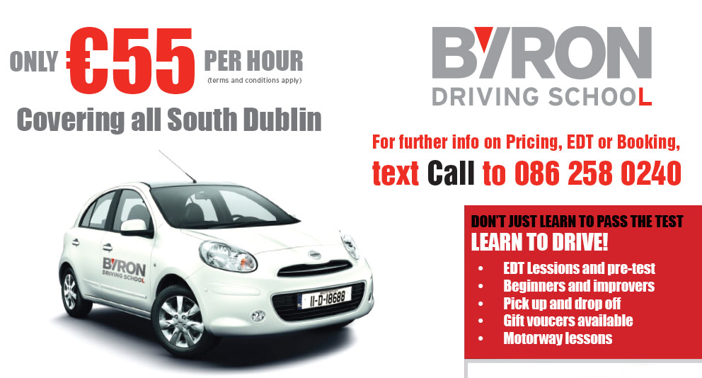 Only 55 euro for prepaid multiple lessons - Byron Driving School. Don't just learn to pass the test, learn to drive! - EDT lessons and pre-tes - beginners and improvers - pick up and drop off - introduce a frend and get a free lesson!